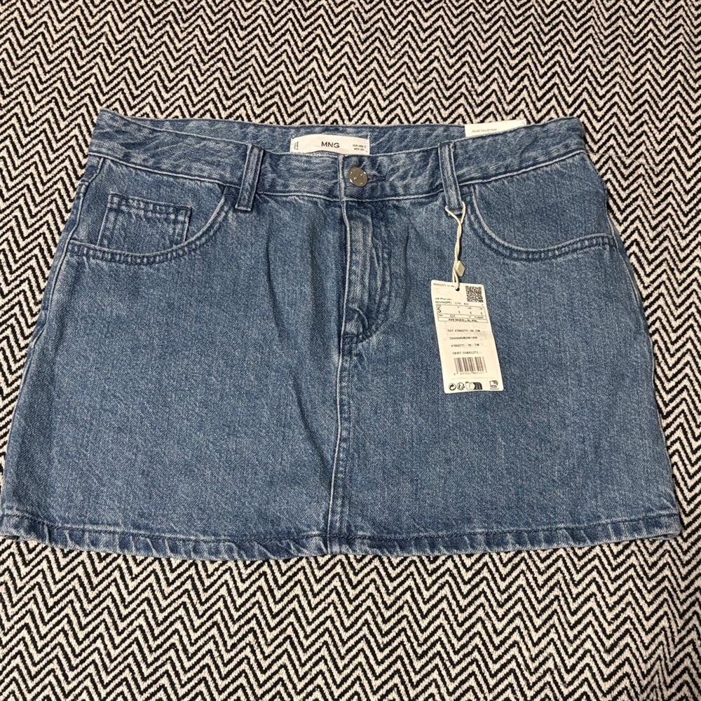 Mango Light Blue Denim Mini Skirt